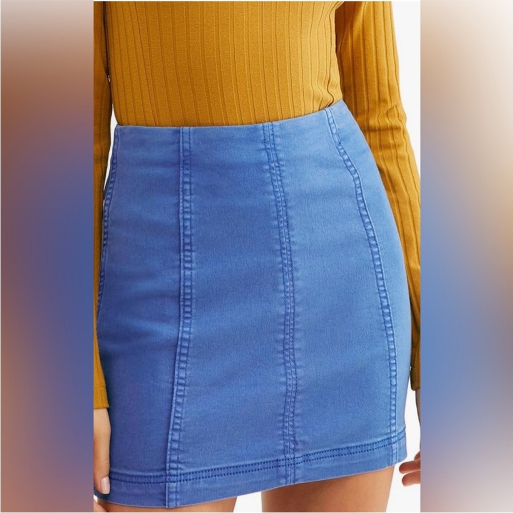 Free People Sky Blue Denim Skirt